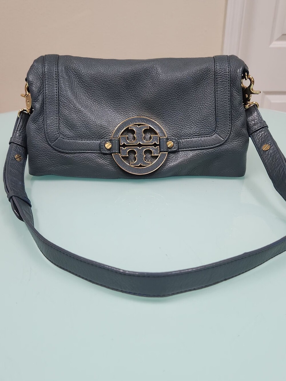 Tory Burch Gray  Leather Crossbody Bag